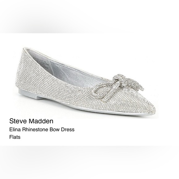 SB10 Steve Madden Elina Rhinestone Bow Dress Flats Size 6M - Picture 9 of 12